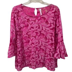 NY Collection Pink Swirl Blouse